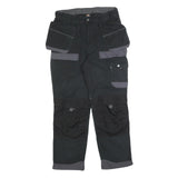 DICKIES Mens Cotton Blend Black & Grey Relaxed Cargo Trousers W34 L30 Workwear