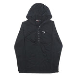 PUMA Womens Black Hooded Pullover Hoodie UK 14 Button Front Logo