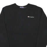 CHAMPION Mens Black Cotton Blend Crew Neck Sweatshirt S Logo Embroidered