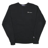 CHAMPION Mens Black Cotton Blend Crew Neck Sweatshirt S Logo Embroidered