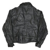 GENUINE LEATHER Womens Black Leather Jacket L Bomber Zip Pockets Classic Style