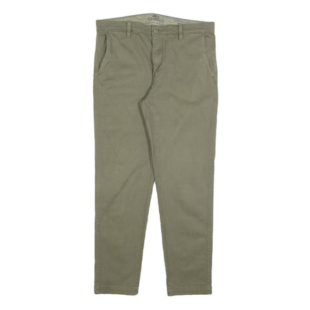 LEVI'S Mens Cotton Blend Khaki Slim Straight Trousers W34 L29 Casual Zip Closure
