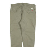 LEVI'S Mens Cotton Blend Khaki Slim Straight Trousers W34 L29 Casual Zip Closure