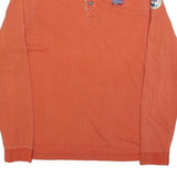 NAPAPIJRI Mens Orange Long Sleeve Plain Polo Shirt L Cotton Blend Casual