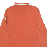 NAPAPIJRI Mens Orange Long Sleeve Plain Polo Shirt L Cotton Blend Casual
