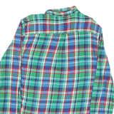 CHAPS Mens Green & Blue Checked Shirt M Casual Cotton Blend Button-Down Collared