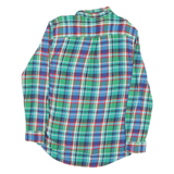 CHAPS Mens Green & Blue Checked Shirt M Casual Cotton Blend Button-Down Collared