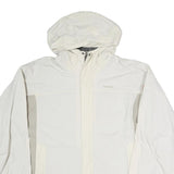 TIMBERLAND Mens White & Light Grey Zip Jacket L Polyester Blend Outdoor Hooded