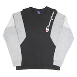 CHAMPION Mens Black & Grey Crew Neck S Cotton Blend Sweatshirt Logo Script