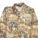 BARRISTER Mens Brown Printed Polyester Blend Shirt M Retro Tennis Design