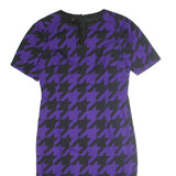 ESCADA Womens Purple & Black Cotton Blend Bodycon Woven Houndstooth Midi Dress M
