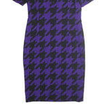 ESCADA Womens Purple & Black Cotton Blend Bodycon Woven Houndstooth Midi Dress M