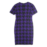 ESCADA Womens Purple & Black Cotton Blend Bodycon Woven Houndstooth Midi Dress M