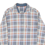 Mens Blue & Orange Check Cotton Shirt M Casual Long Sleeve Button