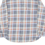 Mens Blue & Orange Check Cotton Shirt M Casual Long Sleeve Button