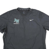 NIKE Mens Black AN Baseball V-Neck 2XL Polyester Pullover Sweatshirt