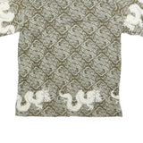 CRAZY WAVE Mens Green Cotton Blend Shirt L Dragon Print Casual Summer