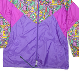 Womens Purple & Multicolour Abstract Pattern Nylon Zip Jacket M Lightweight