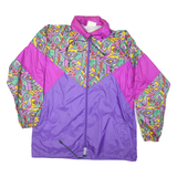 Womens Purple & Multicolour Abstract Pattern Nylon Zip Jacket M Lightweight