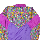 Womens Purple & Multicolour Abstract Pattern Nylon Zip Jacket M Lightweight