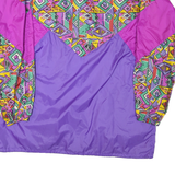 Womens Purple & Multicolour Abstract Pattern Nylon Zip Jacket M Lightweight