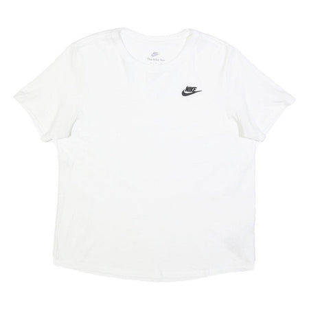 NIKE Womens White Logo T-Shirt M Short Sleeve Crew Neck Classic Cotton