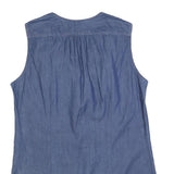LEE Womens Blue Sleeveless V-Neck Cotton Blend Top L Casual Summer Style