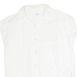 GAP Womens White Basic Cap Sleeve Collared Shirt XXS Casual Cotton Blend