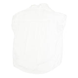GAP Womens White Basic Cap Sleeve Collared Shirt XXS Casual Cotton Blend