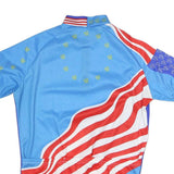 Mens Blue Red & White Spinning Cycling Jersey M Short Sleeve High Neck