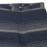 CALVIN KLEIN Mens Shorts Blue Striped Casual M W34 Cotton Blend