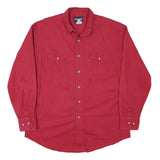 WRANGLER Mens Red Cotton Blend Shirt M Long Sleeve Button Front Casual