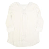 ZARA Womens White Basic Shirt Long Sleeve V-Neck Size S Lightweight Casual