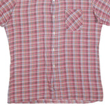 Mens Red Plaid Cotton Blend Shirt M Short Sleeve Button Pocket Casual
