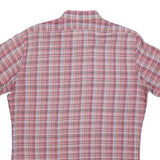 Mens Red Plaid Cotton Blend Shirt M Short Sleeve Button Pocket Casual