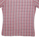 Mens Red Plaid Cotton Blend Shirt M Short Sleeve Button Pocket Casual