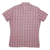Mens Red Plaid Cotton Blend Shirt M Short Sleeve Button Pocket Casual