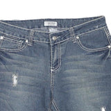 BLUE CRUSH Womens Denim Blue Casual Shorts L W31 Distressed Rolled Hem