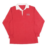 Mens Red & White University Of Calgary Long Sleeve Polo Shirt L Cotton Blend