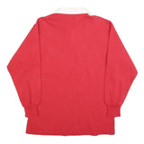 Mens Red & White University Of Calgary Long Sleeve Polo Shirt L Cotton Blend