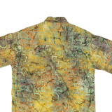 TRAVEL SMITH Mens Yellow & Brown Abstract Print Cotton Blend Shirt M Casual
