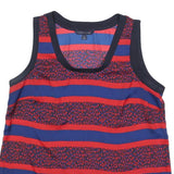 TOMMY HILFIGER Womens Blue & Red Printed Sleeveless Round Neck Top M Casual