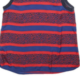 TOMMY HILFIGER Womens Blue & Red Printed Sleeveless Round Neck Top M Casual