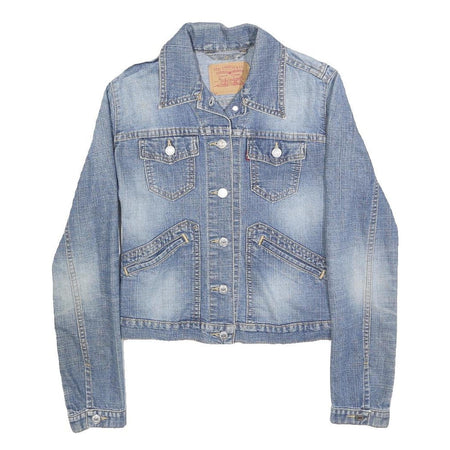 LEVI'S Womens Blue Denim Jacket S Cotton Blend Button Plain Casual Fashion