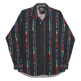 ROPER Mens Black & Multicolour Striped Shirt M Western Cotton Button