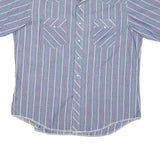 WRANGLER Mens Blue Striped Shirt XL Western Casual Summer Short Sleeve