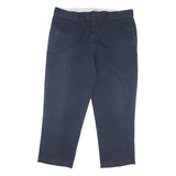 DICKIES Mens Regular Navy Blue Cotton Blend Zip Trousers W42 L28 Workwear
