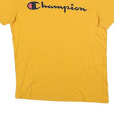 CHAMPION Mens Yellow Graphic T-Shirt S Short Sleeve Crew Neck Cotton Blend