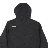 PUMA Womens Black Hooded Zip Polyester Blend Jacket XL Quilted Activewear