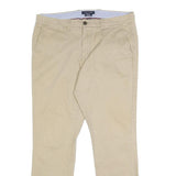 TOMMY HILFIGER Mens Slim Beige Cotton Blend Trousers W34 L30 Casual Zip
